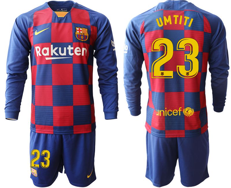 Men 2019-2020 club Barcelona home long sleeve #23 blue Soccer Jerseys